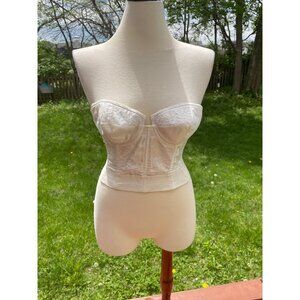 Vintage Penneys Adonna Strapless Cream Lace Corset Bustier Size 36B